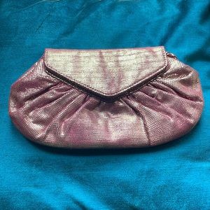 Lauren Merkin clutch - metallic lilac color